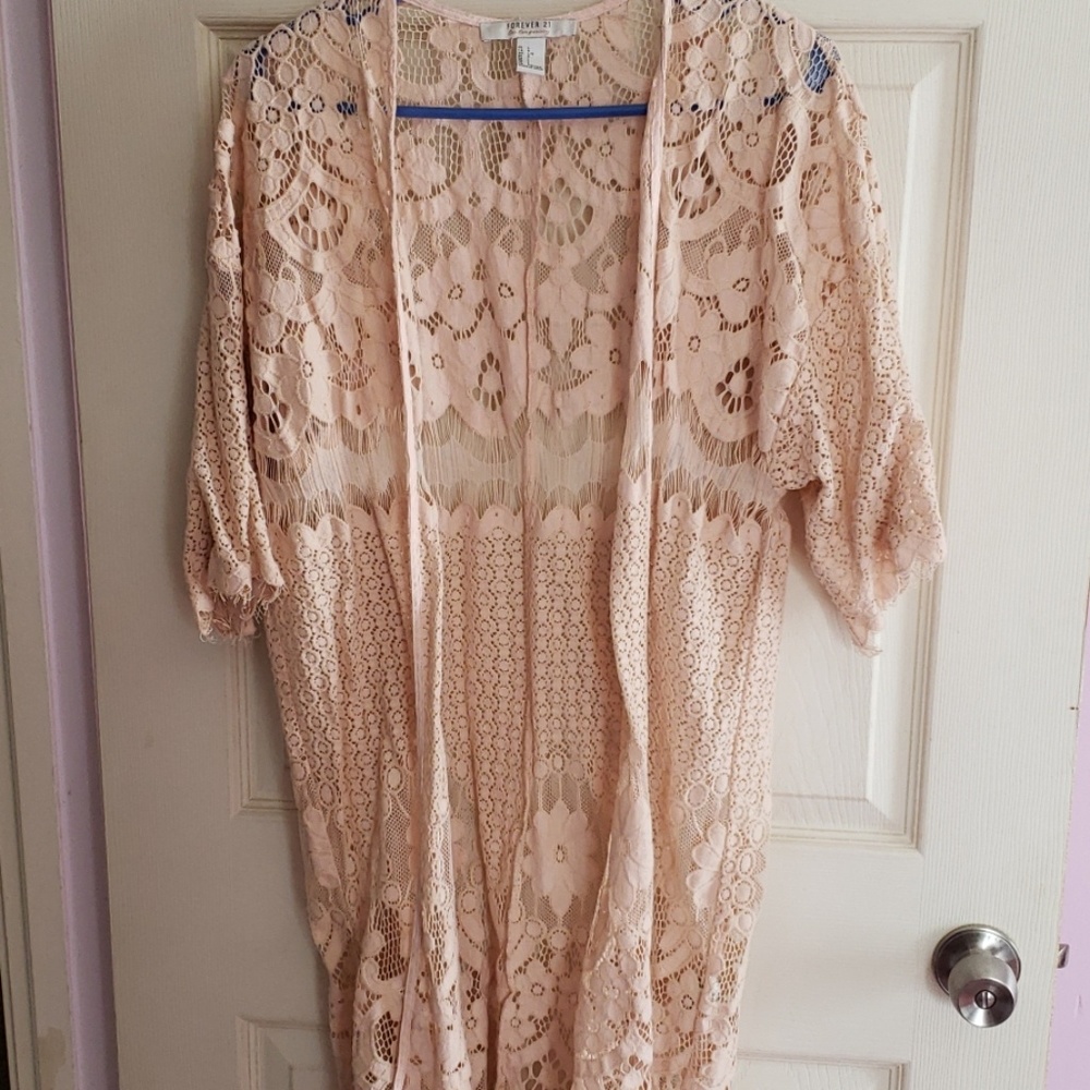 Blush lace Long cardigan